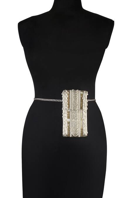 Buy Lovetobag Silver Embellished Ruche Mobile Pouch Online at Aza Fashions Buy_Lovetobag_Silver Embellished Ruche Mobile Pouch _Online_at_Aza_Fashions