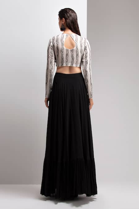 Chhaya Mehrotra Embellished Top & Flared Skirt Set 