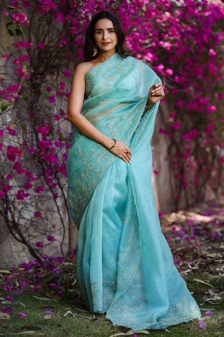 Charu Makkar Pure Silk Organza Embroidered Saree 