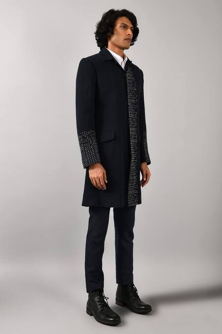 Countrymade_Blue Flax Crush Embroidered Jacket_Online_at_Aza_Fashions