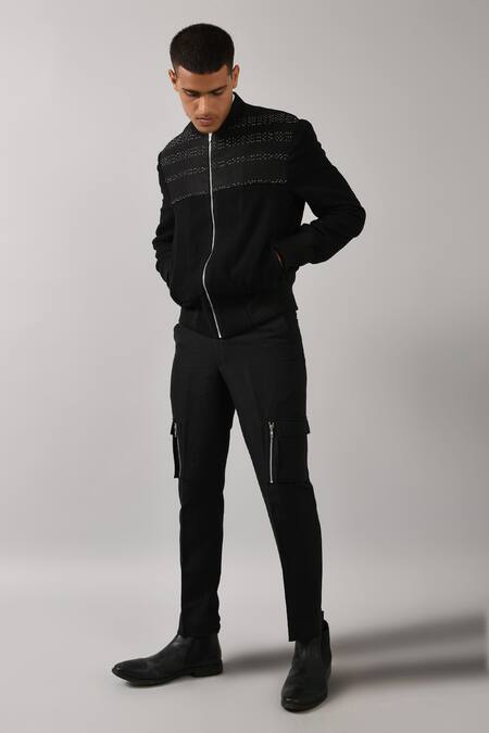 Buy_Countrymade_Black Flax Linen Embroidered Jacket_Online_at_Aza_Fashions