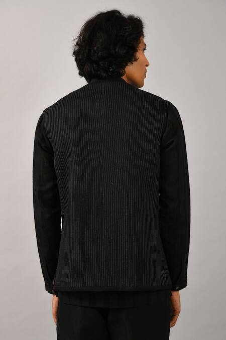 Shop Countrymade Black Linen Nehru Jacket at Aza Fashions Shop_Countrymade_Black Linen Nehru Jacket_at_Aza_Fashions
