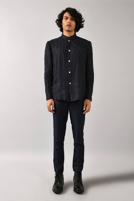 Shop_Countrymade_Blue Linen Shirt_Online_at_Aza_Fashions