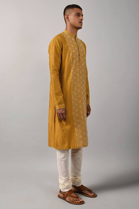 Buy Countrymade Yellow Cotton, Chanderi Kurta Set Online at Aza Fashions Buy_Countrymade_Yellow Cotton, Chanderi Kurta Set_Online_at_Aza_Fashions