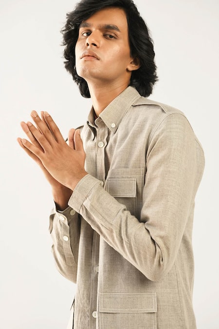 Shop_Countrymade_Beige Hemp Utility Jacket_Online_at_Aza_Fashions