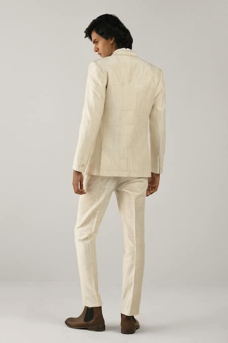 Shop_Countrymade_Beige Cotton Silk Blazer _at_Aza_Fashions