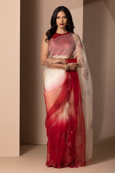 Buy Red Handwoven Khadi Cotton Saree Online – RODDUR