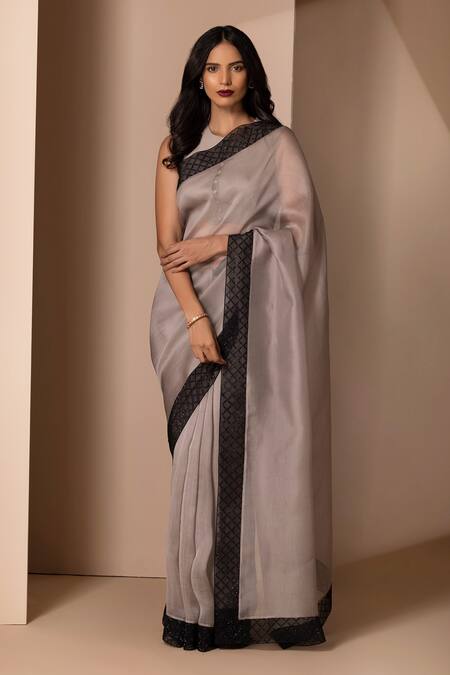 Shop Chhaya Mehrotra Grey Organza Round Saree With Blouse Online at Aza Fashions Shop_Chhaya Mehrotra_Grey Organza Round Saree With Blouse _Online_at_Aza_Fashions