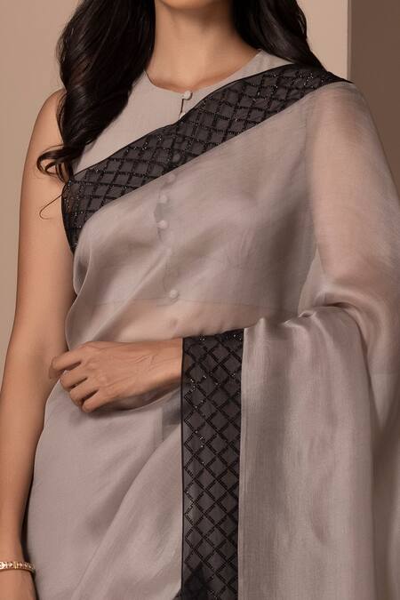 Chhaya Mehrotra Grey Organza Round Saree With Blouse at Aza Fashions Chhaya Mehrotra_Grey Organza Round Saree With Blouse _at_Aza_Fashions