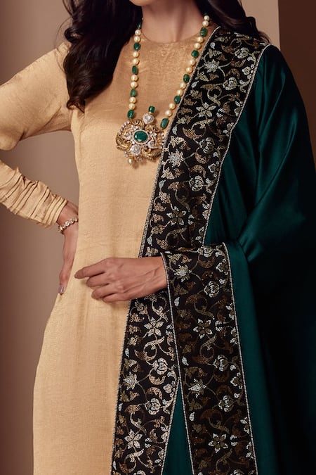 Shop Chhaya Mehrotra Gold Metallic Silk Round Kurta Set at Aza Fashions Shop_Chhaya Mehrotra_Gold Metallic Silk Round Kurta Set _at_Aza_Fashions