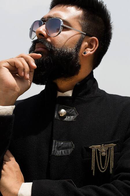 Cosa Nostraa_Gold Rising Eagle Cufflink Brooch And Lapel Pin Set_Online_at_Aza_Fashions