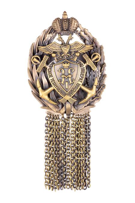 Shop Cosa Nostraa Gold Mushy Cufflink Brooch And Lapel Pin Set Online at Aza Fashions Shop_Cosa Nostraa_Gold Mushy Cufflink Brooch And Lapel Pin Set _Online_at_Aza_Fashions