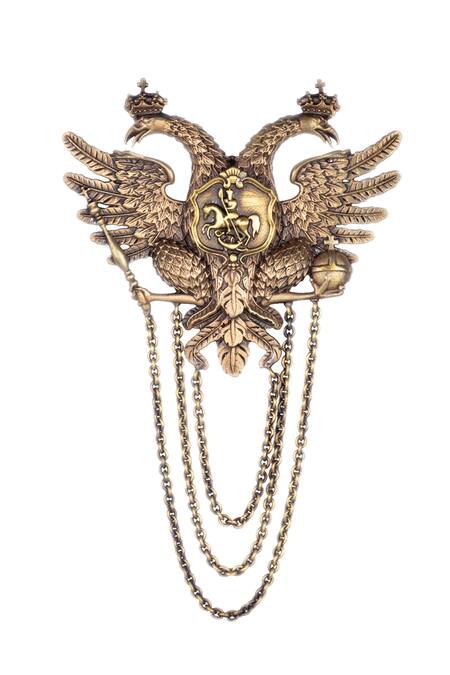 Shop_Cosa Nostraa_Gold Rising Phoenix Cufflink Brooch And Lapel Pin Set _Online_at_Aza_Fashions