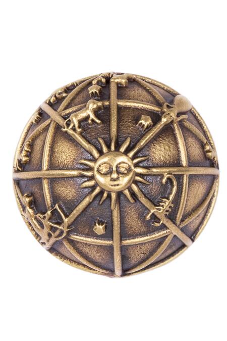 Shop Cosa Nostraa Gold Greek God Cufflink Brooch And Lapel Pin Set Online at Aza Fashions Shop_Cosa Nostraa_Gold Greek God Cufflink Brooch And Lapel Pin Set _Online_at_Aza_Fashions