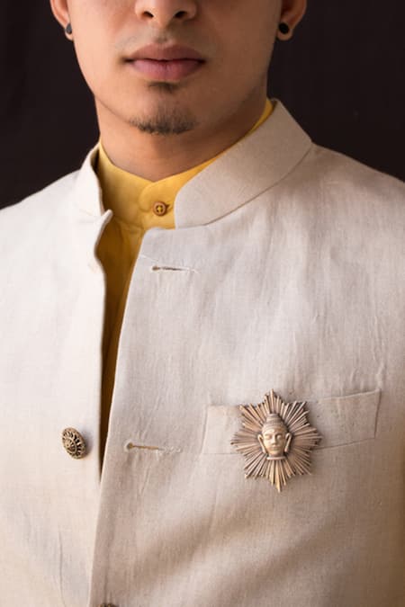 Cosa Nostraa Buddha Brooch & Dragonfly Collar Tips Set 