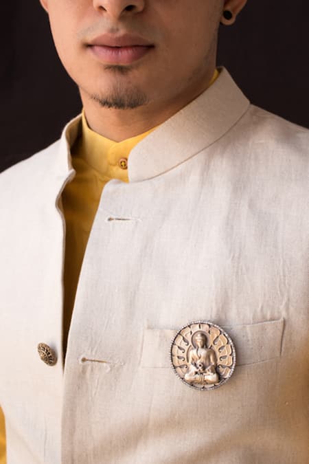 Cosa Nostraa Buddha Brooch & Butterfly Collar Tips Set 