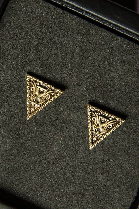 Cosa Nostraa Gold Dream Tree Brooch And Shield Collar Tips Set Online at Aza Fashions Cosa Nostraa_Gold Dream Tree Brooch And Shield Collar Tips Set _Online_at_Aza_Fashions