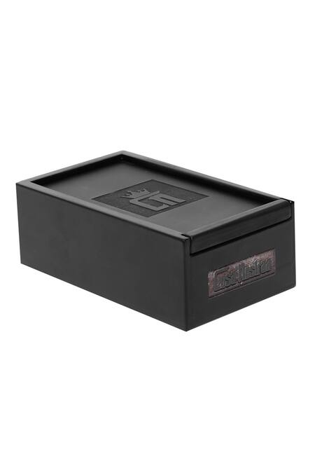 Cosa Nostraa_Gold Clock Pin Brooch And Royal Horse Collar Tips Set _at_Aza_Fashions