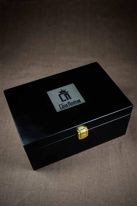 Buy_Cosa Nostraa_Gold Printed The Artisinal Black Box _Online_at_Aza_Fashions