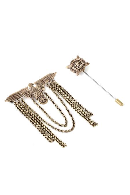 Buy_Cosa Nostraa_Gold Plated Rising Eagle Brooch And Lapel Pin Gift Box _Online_at_Aza_Fashions