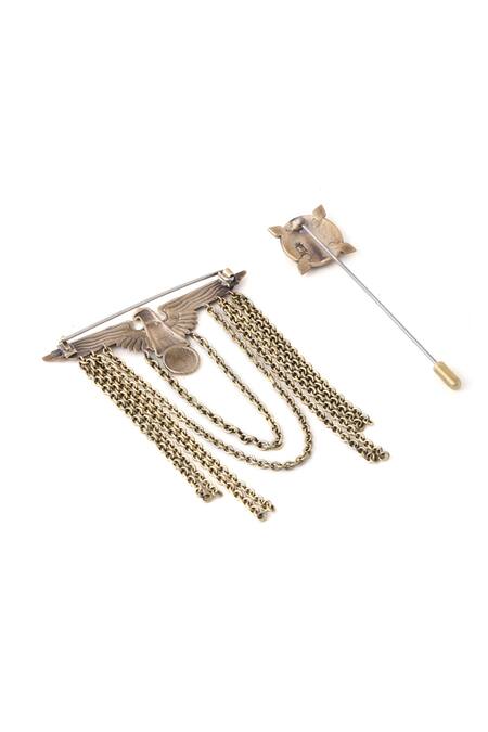 Shop_Cosa Nostraa_Gold Plated Rising Eagle Brooch And Lapel Pin Gift Box _Online_at_Aza_Fashions