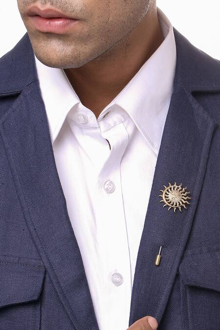 Cosa Nostraa Gold Heavenly Brooch And Lapel Pin Gift Box Online at Aza Fashions Cosa Nostraa_Gold Heavenly Brooch And Lapel Pin Gift Box_Online_at_Aza_Fashions