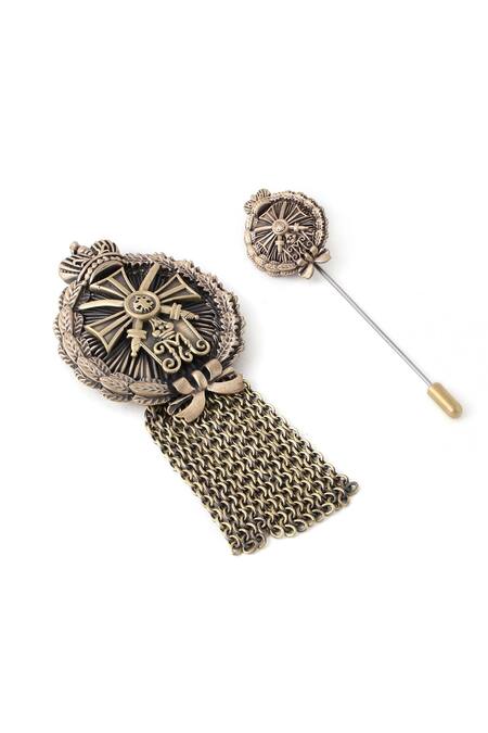 Buy Cosa Nostraa Gold Plated Kingsman Brooch And Lapel Pin Gift Box Online at Aza Fashions Buy_Cosa Nostraa_Gold Plated Kingsman Brooch And Lapel Pin Gift Box_Online_at_Aza_Fashions