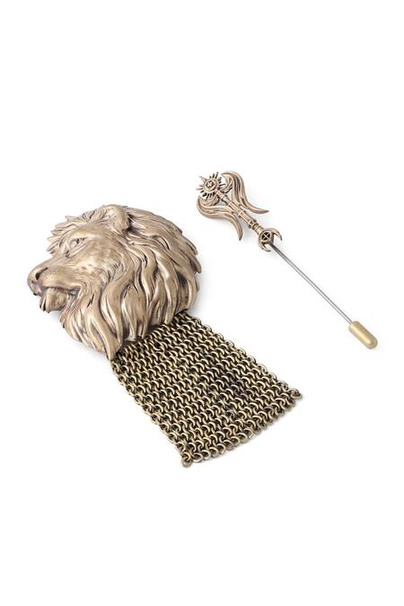 Buy Cosa Nostraa Gold Plated The Lion Brooch And Lapel Pin Gift Box Online at Aza Fashions Buy_Cosa Nostraa_Gold Plated The Lion Brooch And Lapel Pin Gift Box_Online_at_Aza_Fashions