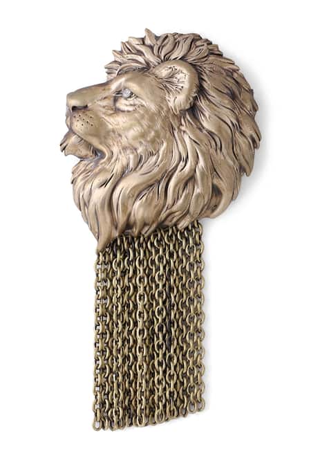 Cosa Nostraa Gold Plated The Lion Brooch And Lapel Pin Gift Box at Aza Fashions Cosa Nostraa_Gold Plated The Lion Brooch And Lapel Pin Gift Box_at_Aza_Fashions