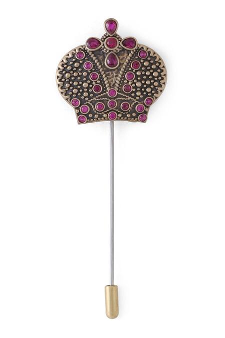 Cosa Nostraa Gold Stone, Plated Bloomed Sunflower Brooch And Lapel Pin Gift Set at Aza Fashions Cosa Nostraa_Gold Stone, Plated Bloomed Sunflower Brooch And Lapel Pin Gift Set _at_Aza_Fashions