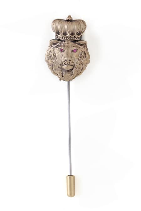 Shop_Cosa Nostraa_Gold Crowned Wings Brooch And Lapel Pin Gift Box_Online_at_Aza_Fashions