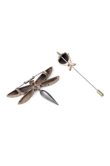 Shop_Cosa Nostraa_Gold The Magic Brooch And Lapel Pin Gift Box_Online_at_Aza_Fashions