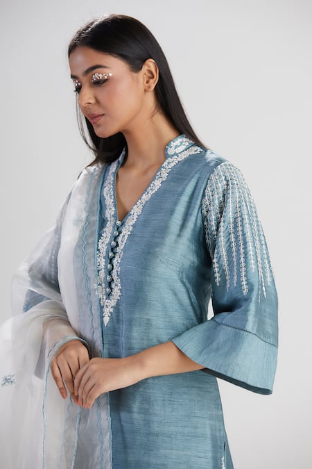 Megha Bansal Blue Raw , Organza Kurta Set at Aza Fashions Megha Bansal_Blue Raw , Organza Kurta Set_at_Aza_Fashions
