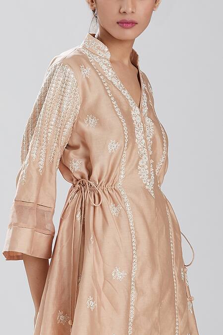 Megha Bansal Pink Silk Chanderi Kurta Online at Aza Fashions Megha Bansal_Pink Silk Chanderi Kurta_Online_at_Aza_Fashions