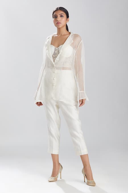 Buy Megha Bansal Ivory Tulle, Chanderi, Silk Organza Thread Work Motia Azra Embroidered Pant Set Online at Aza Fashions Buy_Megha Bansal_Ivory Tulle, Chanderi, Silk Organza Thread Work Motia Azra Embroidered Pant Set _Online_at_Aza_Fashions