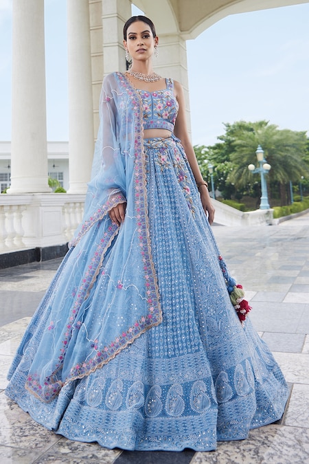 Tantalizing Off White Soft Net Fancy Lucknowi Embroidered Work Lehenga Choli,  Net Lehenga, नेट लहंगा चोली, नेट लेहेंगा चोली - Skyblue Fashion, Surat |  ID: 2850461118333