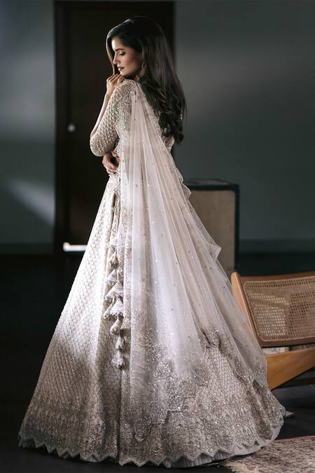 Shop Anushree Reddy White Net Round Embellished Bridal Lehenga Set at Aza Fashions Shop_Anushree Reddy_White Net Round Embellished Bridal Lehenga Set_at_Aza_Fashions