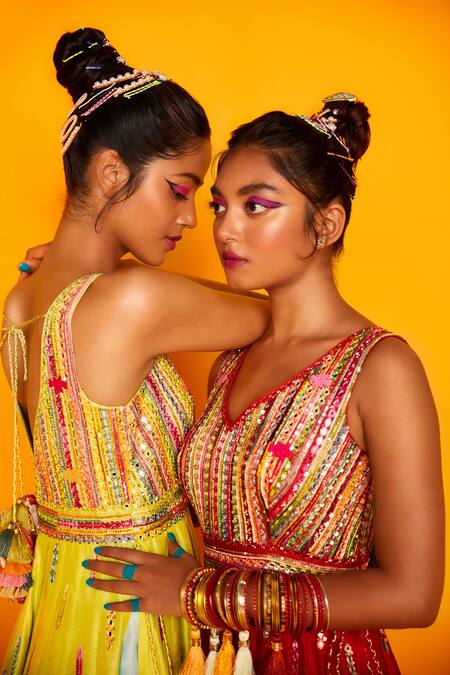 Buy Loka By Veerali Raveshia Blue Dupion Silk V Neck Aarohi Layered Anarkali Online at Aza Fashions Buy_Loka By Veerali Raveshia_Blue Dupion Silk V Neck Aarohi Layered Anarkali _Online_at_Aza_Fashions