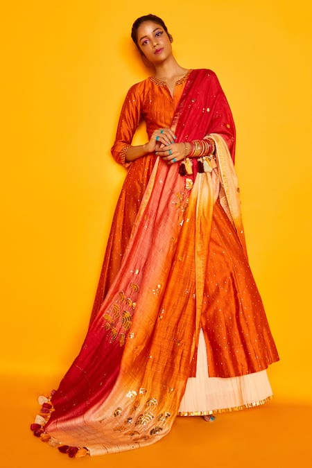 Banarasee Chanderi Cotton Stripes Salwar Kameez Fabric With Dupatta-Pi