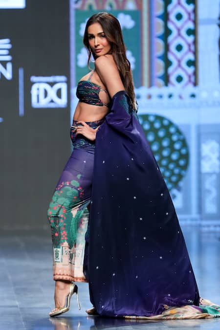 Shop_Limerick By Abirr N' Nanki_Purple Spandex Floral Scoop Sweetheart Neck Cole Back Tie-up Bustier _at_Aza_Fashions