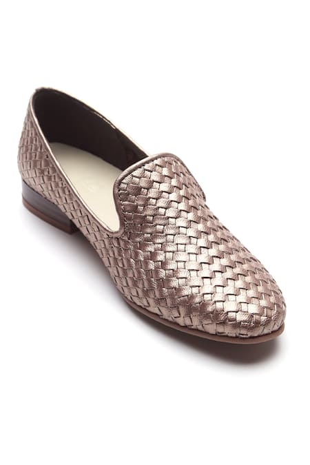 Tissr Metallic Leather Textured Loafers 