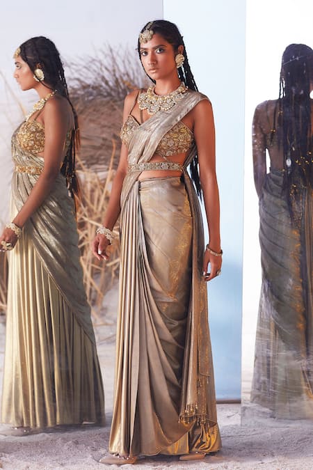 Gold Bronze Lehenga Embroidery Work Lehenga choli Wedding Wear Sari  SareeIndian | eBay