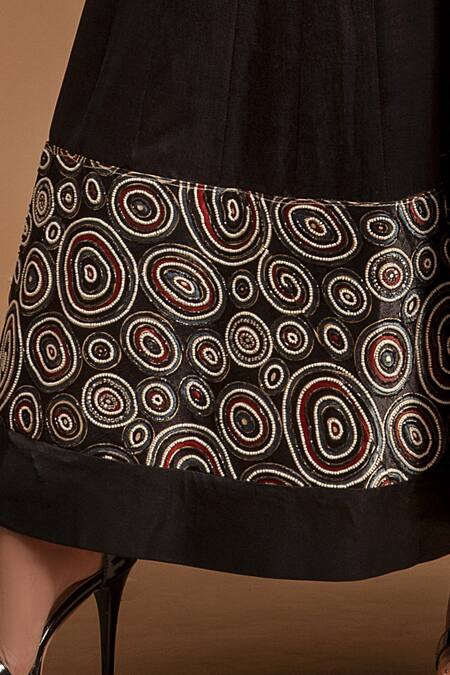 Buy Sejal Kamdar Black Pure Satin Crepe Embellished Rhinestone Ajrak Yoke Anarkali Buy_Sejal Kamdar_Black Pure Satin Crepe Embellished Rhinestone Ajrak Yoke Anarkali