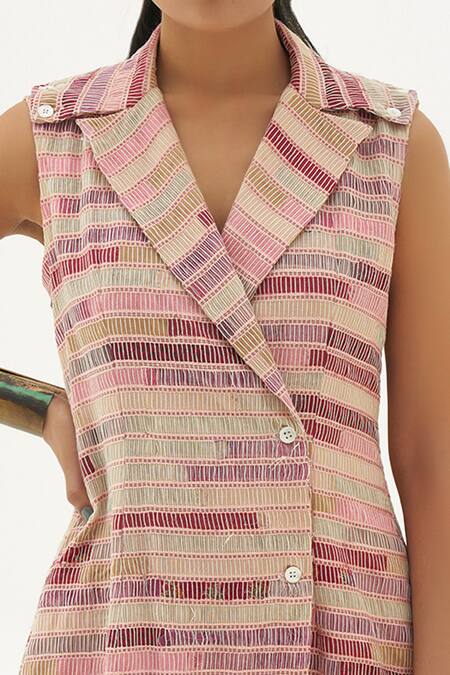 Buy_Corpora Studio_Pink Upcycled Certified Organic Cotton Notched Collar Dress _Online_at_Aza_Fashions