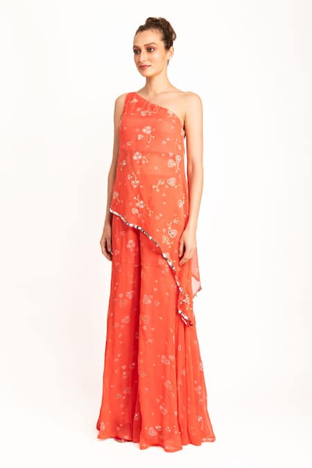Prevasu Printed Asymmetric Kurta & Sharara Set 