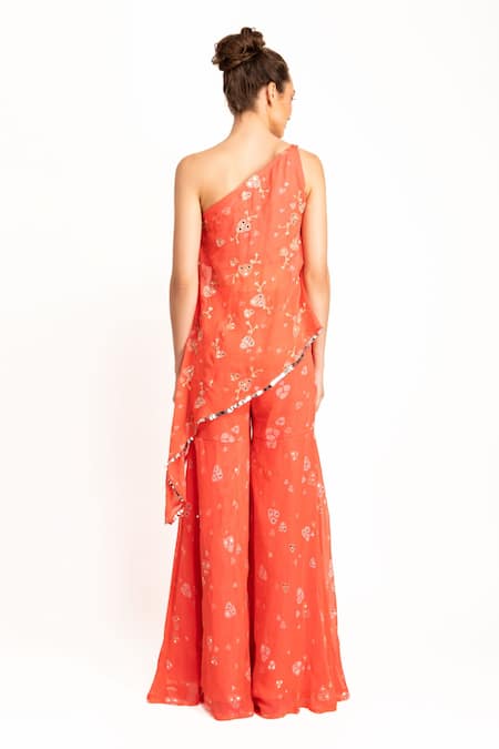Prevasu Printed Asymmetric Kurta & Sharara Set 