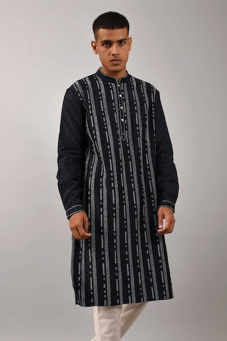 Countrymade Blue Chanderi Kurta Set 