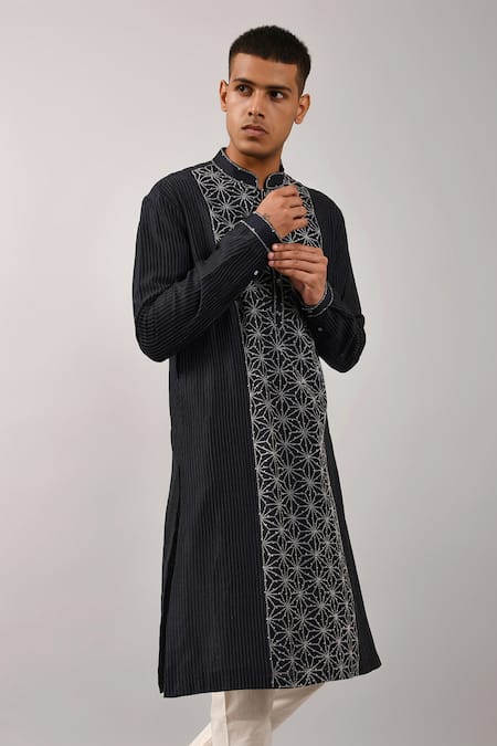 Countrymade Blue Chanderi Kurta Set 