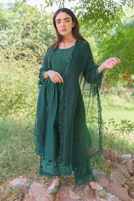 Naaz By Noor Embroidered Silk Chanderi Kurta Set 