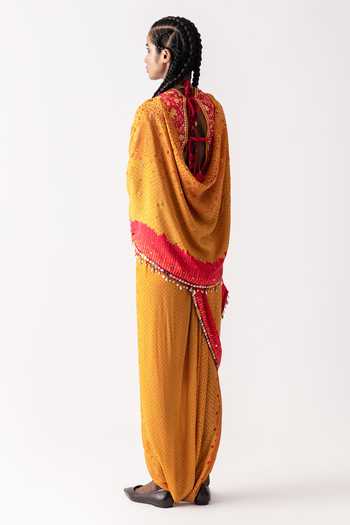 Shop_Aseem Kapoor_Yellow Natural Crepe Sadhvi Pre-draped Pant Saree_Online_at_Aza_Fashions